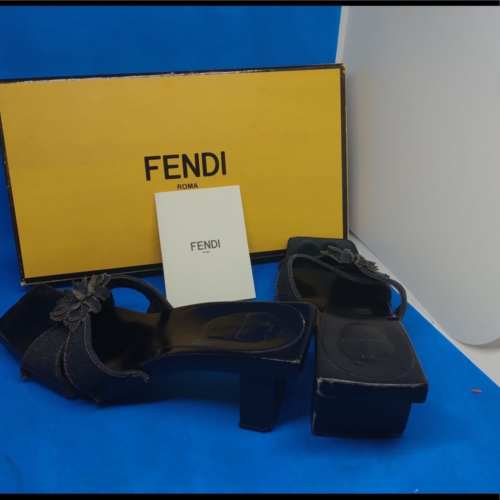 Fendi‎ denim flower Logo heel sandals 36 - Picture 3 of 13